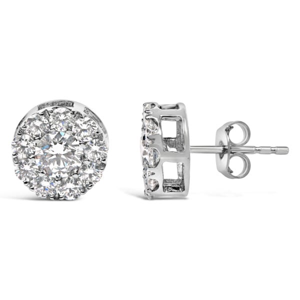 14KT White Gold 2.00 Cttw Lab Grown Diamond Halo Stud Earrings - alternate view 3