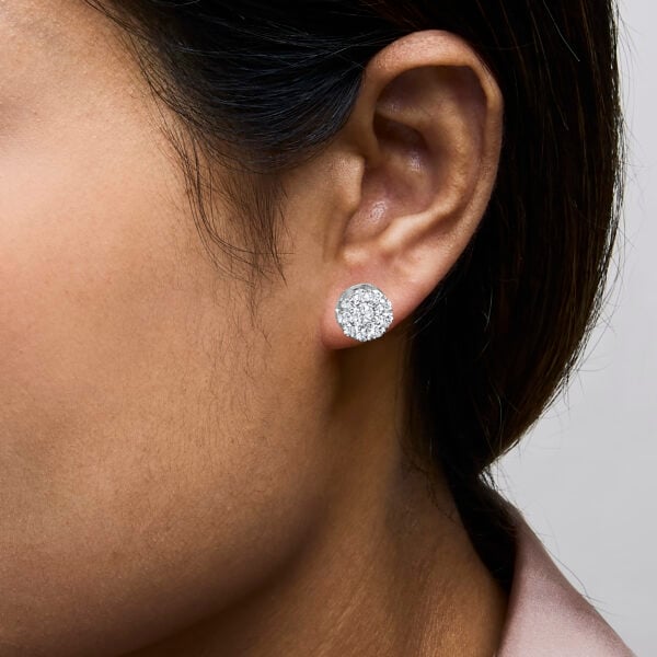 14KT White Gold 2.00 Cttw Lab Grown Diamond Halo Stud Earrings - alternate view 5