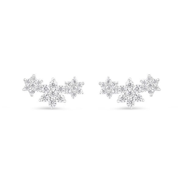 10K White Gold 1/3 Cttw Round Diamond Triple Snowflake Cluster Stud Earrings - alternate view 2