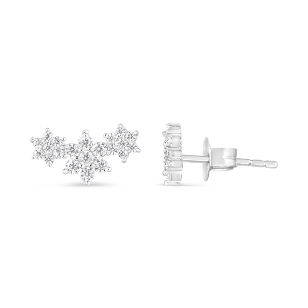 10K White Gold 1/3 Cttw Round Diamond Triple Snowflake Cluster Stud Earrings - alternate view 3