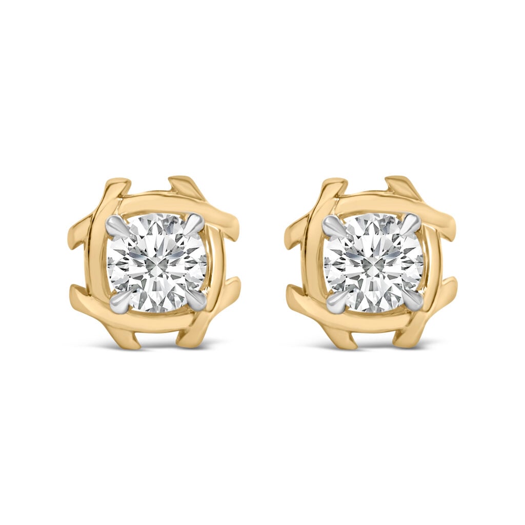 10K Yellow Gold Plated .925 Sterling Silver 1.0 Cttw Lab Grown Diamond Woven Stud Earrings