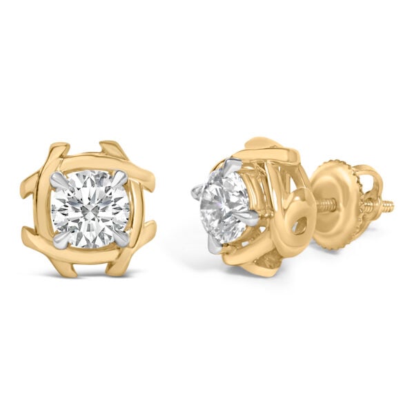 10K Yellow Gold Plated .925 Sterling Silver 1.0 Cttw Lab Grown Diamond Woven Stud Earrings - alternate view 2