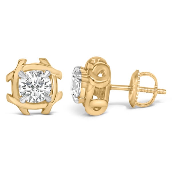 10K Yellow Gold Plated .925 Sterling Silver 1.0 Cttw Lab Grown Diamond Woven Stud Earrings - alternate view 3