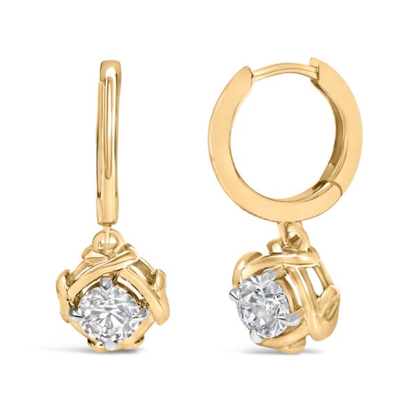 10K Yellow Gold Plated .925 Sterling Silver 1.0 Cttw Lab Grown Diamond Woven Drop Earrings - alternate view 2
