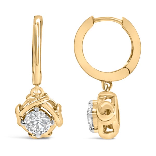 10K Yellow Gold Plated .925 Sterling Silver 1.0 Cttw Lab Grown Diamond Woven Drop Earrings - alternate view 3
