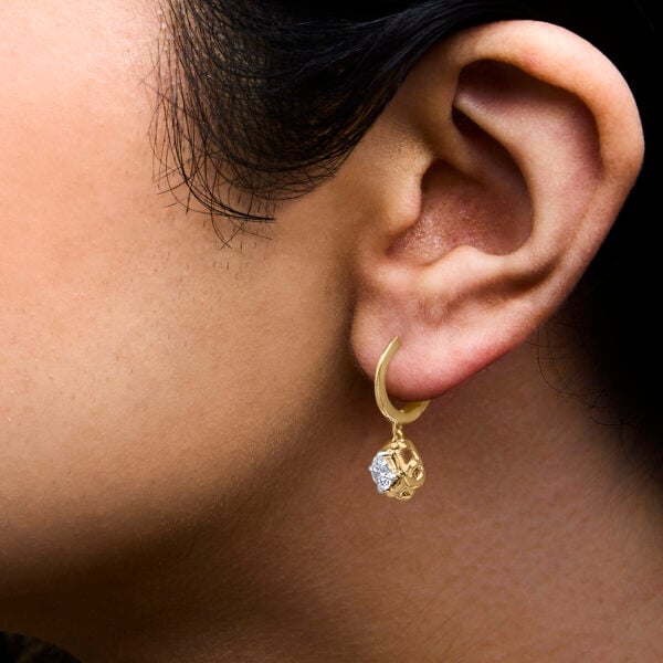 10K Yellow Gold Plated .925 Sterling Silver 1.0 Cttw Lab Grown Diamond Woven Drop Earrings - alternate view 5