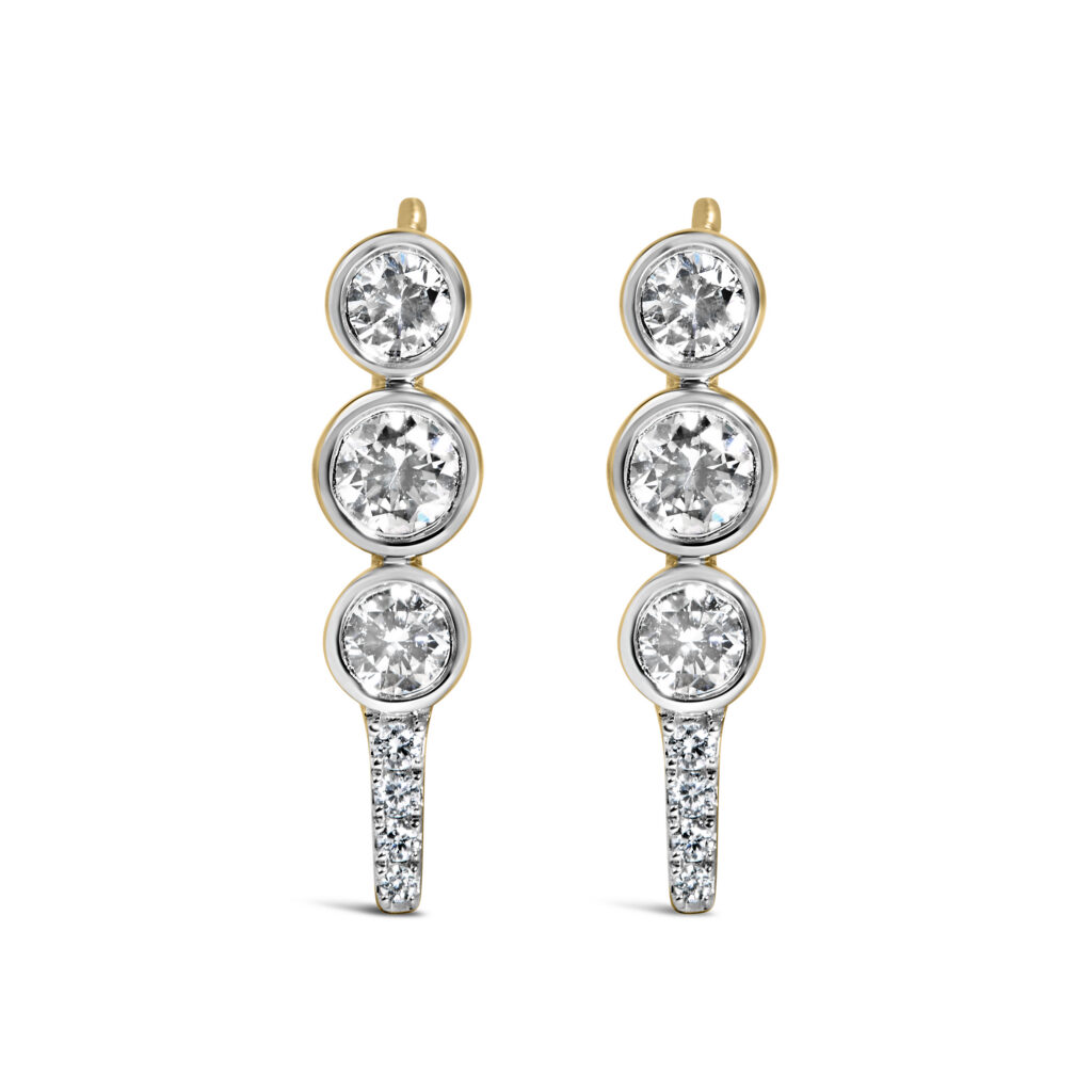 10K Yellow Gold Plated .925 Sterling Silver 1.0 Cttw Lab Grown Diamond Bezel Set Drop Earrings