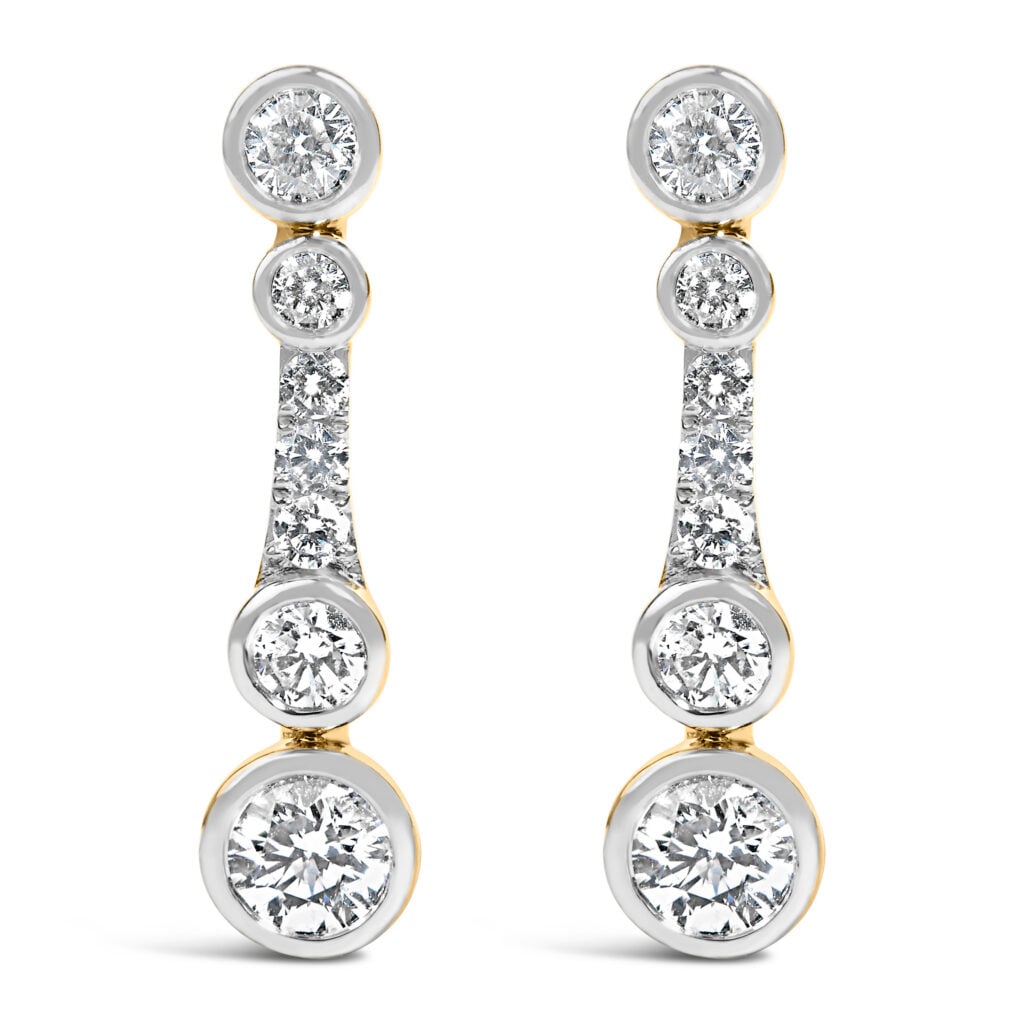 10K Yellow Gold Plated .925 Sterling Silver 2.0 Cttw Lab Grown Diamond Bezel Set Drop Earrings