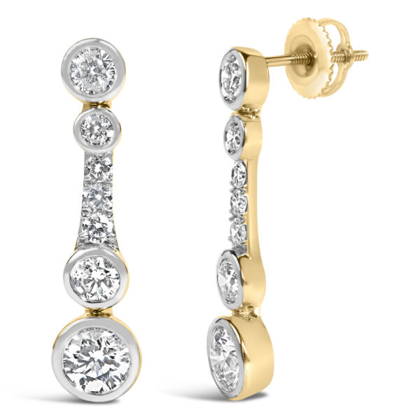 10K Yellow Gold Plated .925 Sterling Silver 2.0 Cttw Lab Grown Diamond Bezel Set Drop Earrings - alternate view 2