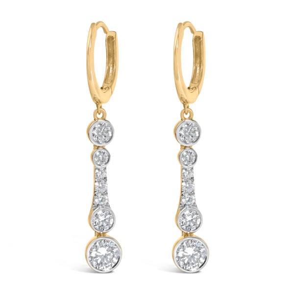 10K Yellow Gold Plated .925 Sterling Silver 2.0 Cttw Lab Grown Diamond Bezel Set Dangle Earrings