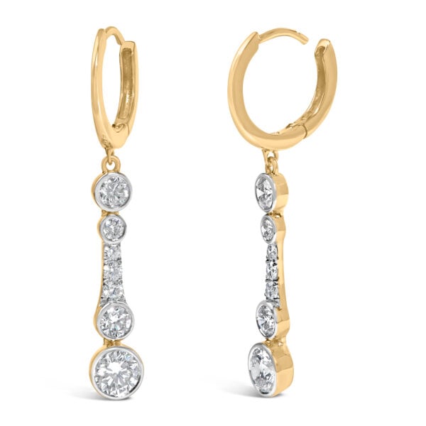 10K Yellow Gold Plated .925 Sterling Silver 2.0 Cttw Lab Grown Diamond Bezel Set Dangle Earrings - alternate view 2