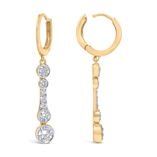 10K Yellow Gold Plated .925 Sterling Silver 2.0 Cttw Lab Grown Diamond Bezel Set Dangle Earrings - alternate view 3