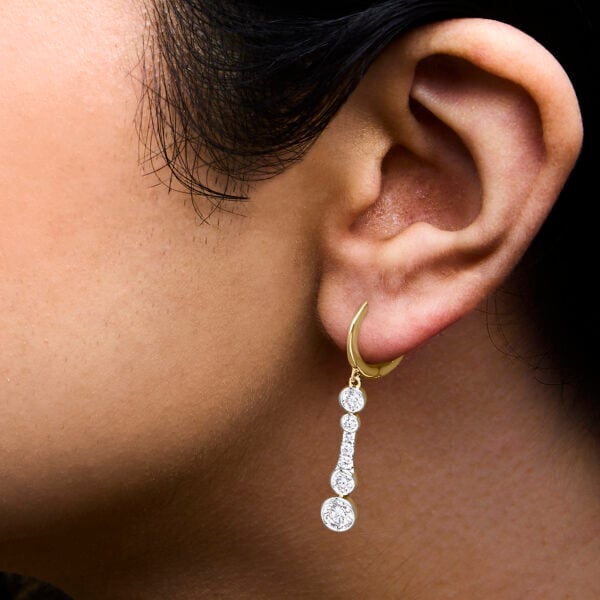 10K Yellow Gold Plated .925 Sterling Silver 2.0 Cttw Lab Grown Diamond Bezel Set Dangle Earrings - alternate view 5