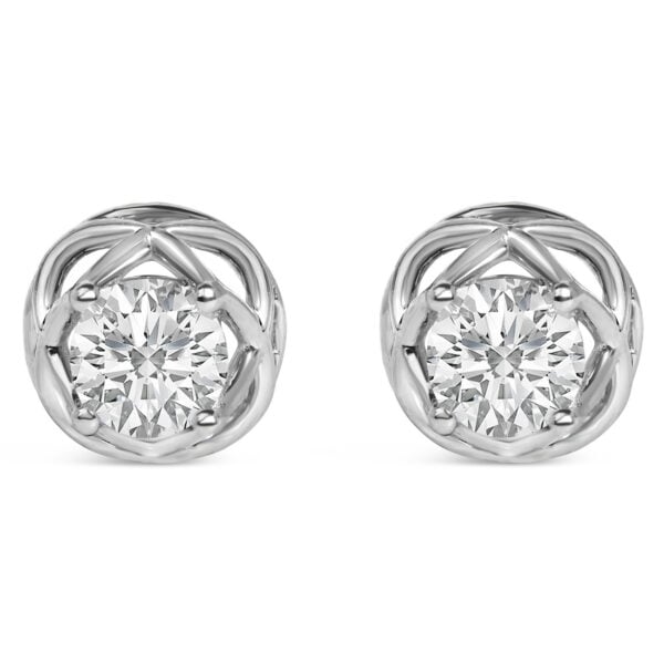 .925 Sterling Silver 1.0 Cttw Lab Grown Diamond Openwork Stud Earrings