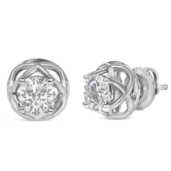 .925 Sterling Silver 1.0 Cttw Lab Grown Diamond Openwork Stud Earrings - alternate view 2