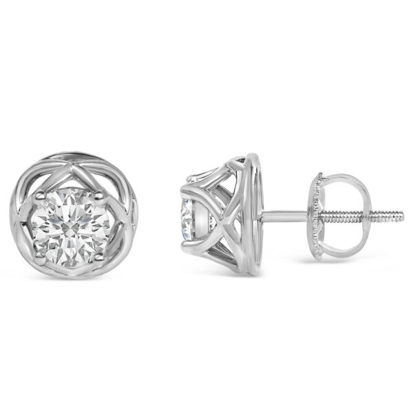 .925 Sterling Silver 1.0 Cttw Lab Grown Diamond Openwork Stud Earrings - alternate view 3