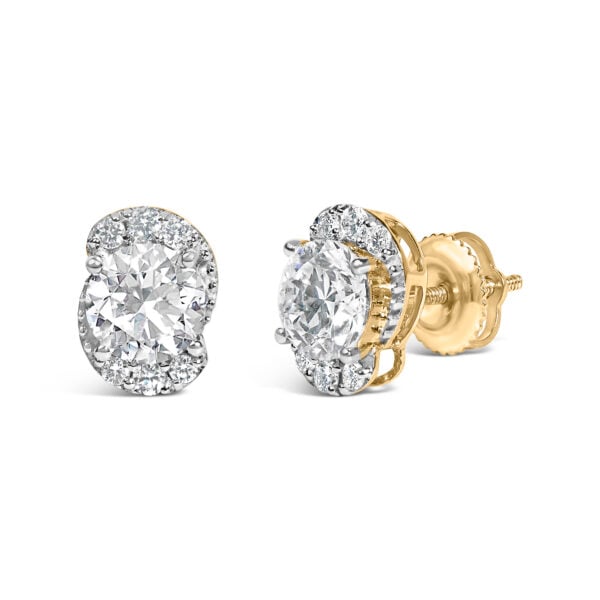 10K Yellow Gold Plated .925 Sterling Silver 2.0 Cttw Lab Grown Diamond Galaxy Halo Stud Earrings - alternate view 2
