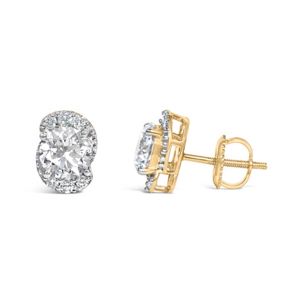 10K Yellow Gold Plated .925 Sterling Silver 2.0 Cttw Lab Grown Diamond Galaxy Halo Stud Earrings - alternate view 3