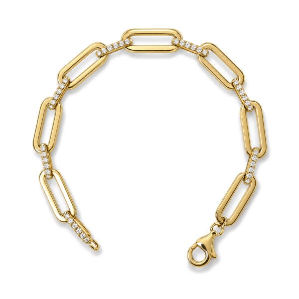 14K Yellow Gold 3/4 Cttw Diamond Paperclip Link Bracelet - alternate view 3