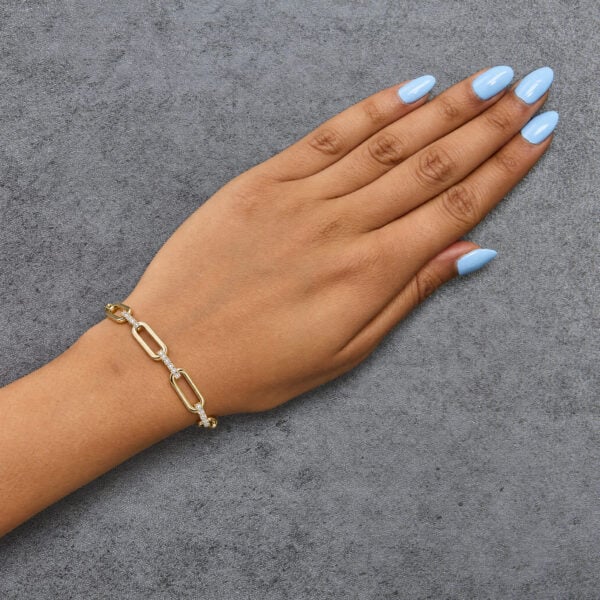 14K Yellow Gold 3/4 Cttw Diamond Paperclip Link Bracelet - alternate view 5
