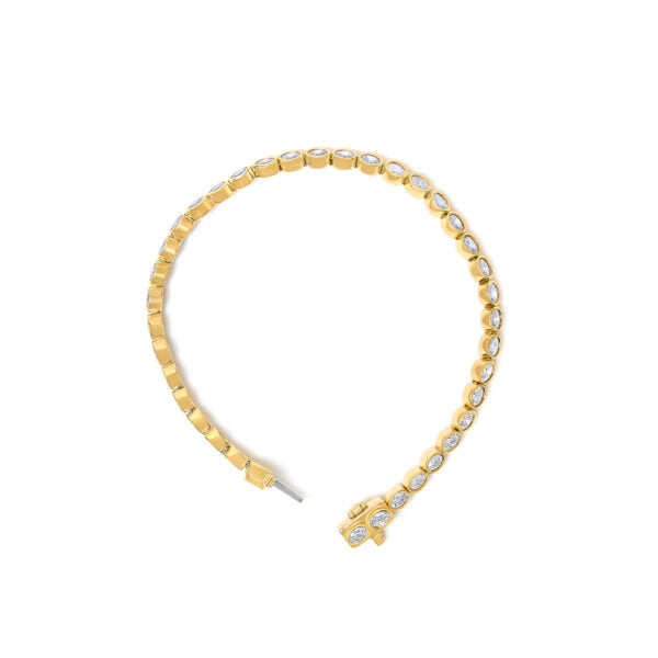 14K Yellow Gold 3 3/4 Cttw Oval Diamond East West Bezel Set Tennis Bracelet - alternate view 3