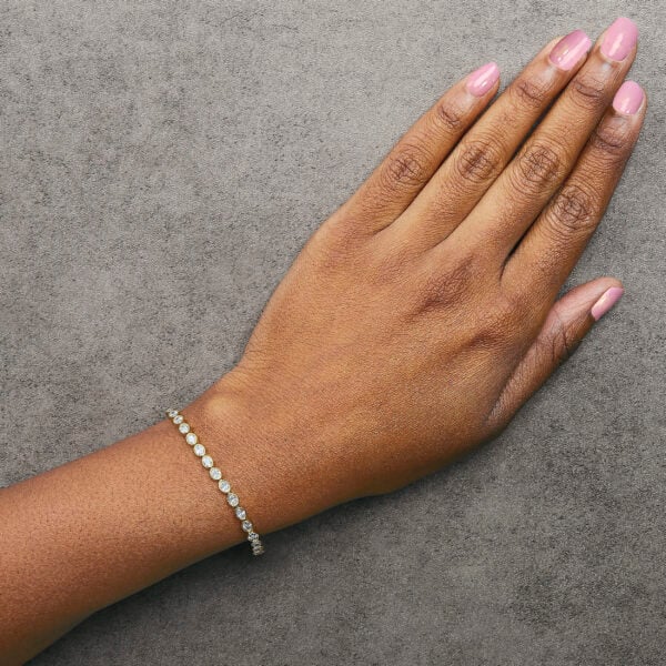 14K Yellow Gold 3 3/4 Cttw Oval Diamond East West Bezel Set Tennis Bracelet - alternate view 5