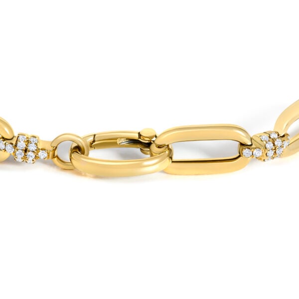 14K Yellow Gold 1 1/10 Cttw Diamond Cluster Paperclip Link Bracelet - alternate view 2