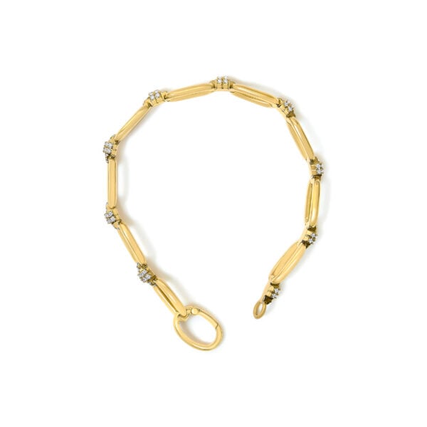14K Yellow Gold 1 1/10 Cttw Diamond Cluster Paperclip Link Bracelet - alternate view 3
