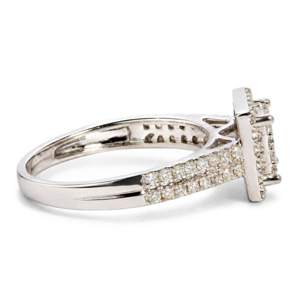 14K White Gold 1/2 Cttw Diamond Square Halo Ring with Split Shoulder Design - alternate view 2