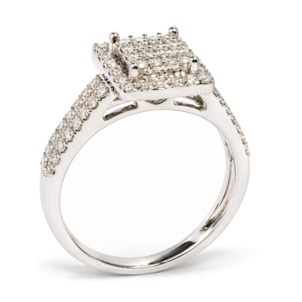 14K White Gold 1/2 Cttw Diamond Square Halo Ring with Split Shoulder Design - alternate view 3