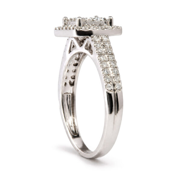 14K White Gold 1/2 Cttw Diamond Square Halo Ring with Split Shoulder Design - alternate view 4