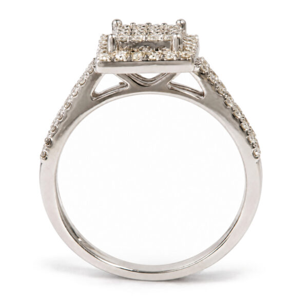 14K White Gold 1/2 Cttw Diamond Square Halo Ring with Split Shoulder Design - alternate view 5