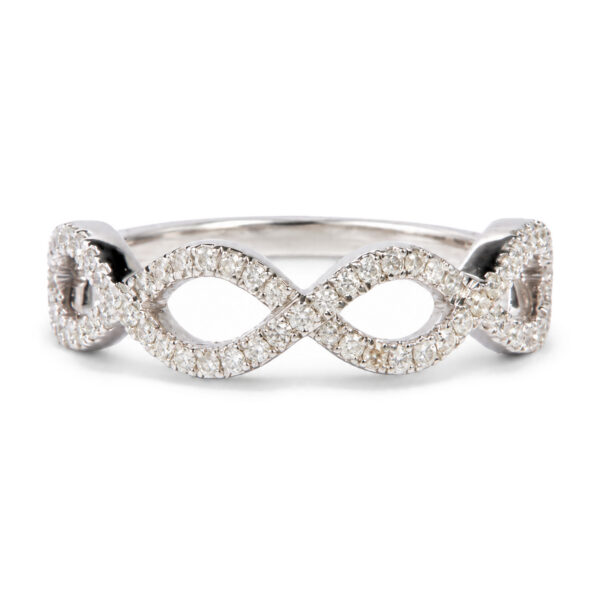 14K White Gold 1/4 Cttw Diamond Infinity Motif Band Ring