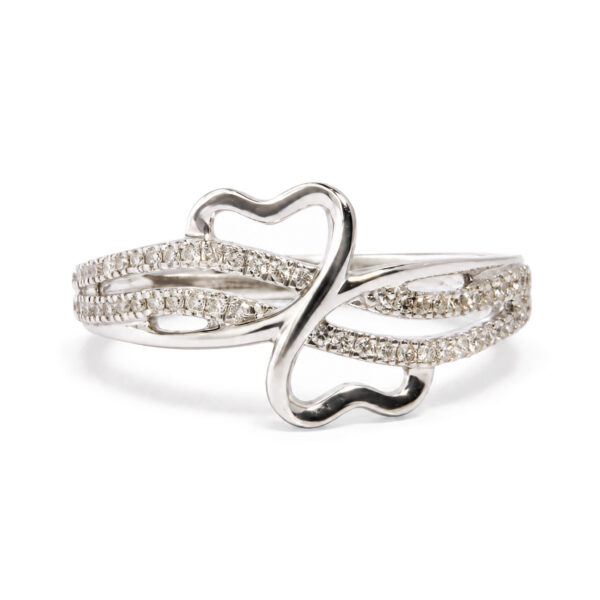 14K White Gold 1/5 Cttw Diamond Openwork Bypass Ring