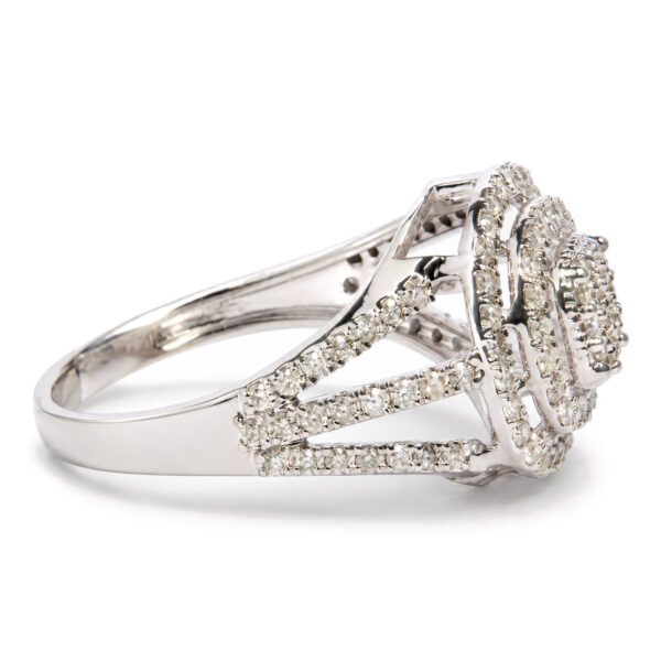 14K White Gold 5/8 Cttw Diamond Double Halo Split Shank Bridal Ring - alternate view 2