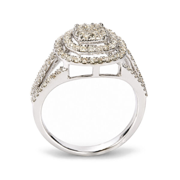 14K White Gold 5/8 Cttw Diamond Double Halo Split Shank Bridal Ring - alternate view 3