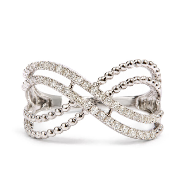 14K White Gold 1/4 Cttw Diamond Infinity Motif Bypass Ring