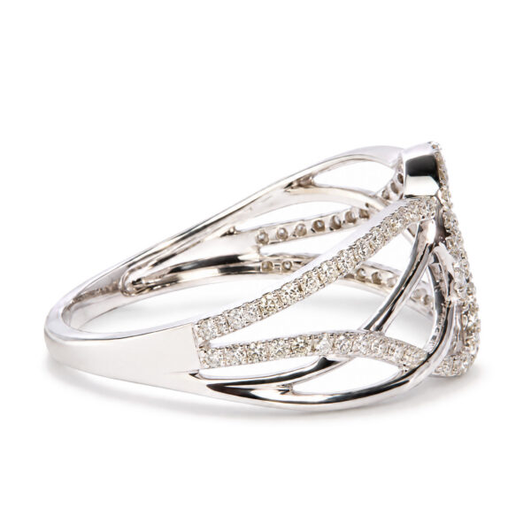 14K White Gold 1/4 Cttw Diamond Interlacing Loop Bypass Ring - alternate view 2