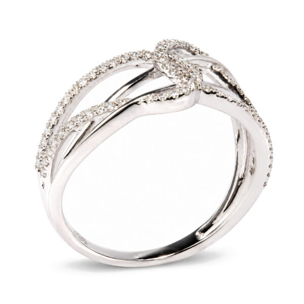 14K White Gold 1/4 Cttw Diamond Interlacing Loop Bypass Ring - alternate view 3