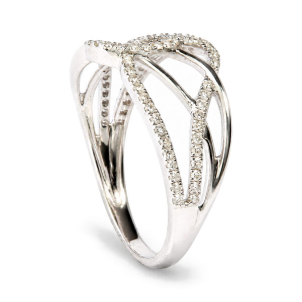 14K White Gold 1/4 Cttw Diamond Interlacing Loop Bypass Ring - alternate view 4