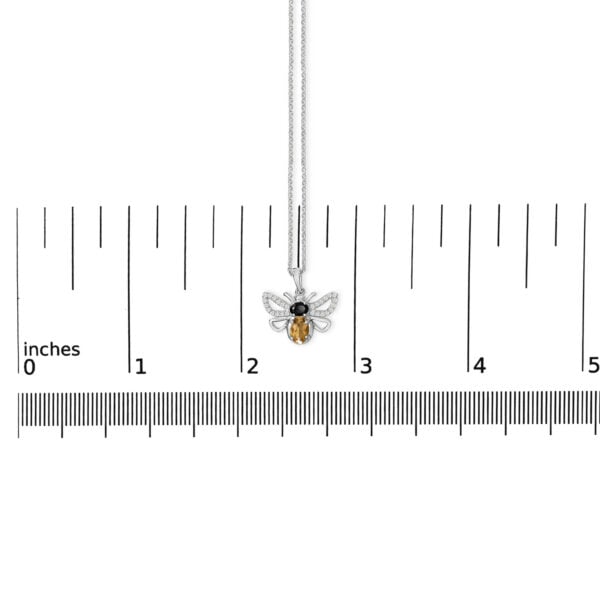 Sterling Silver Citrine, Black Spinel and Lab-Created White Sapphire Bee Pendant Necklace - alternate view 4