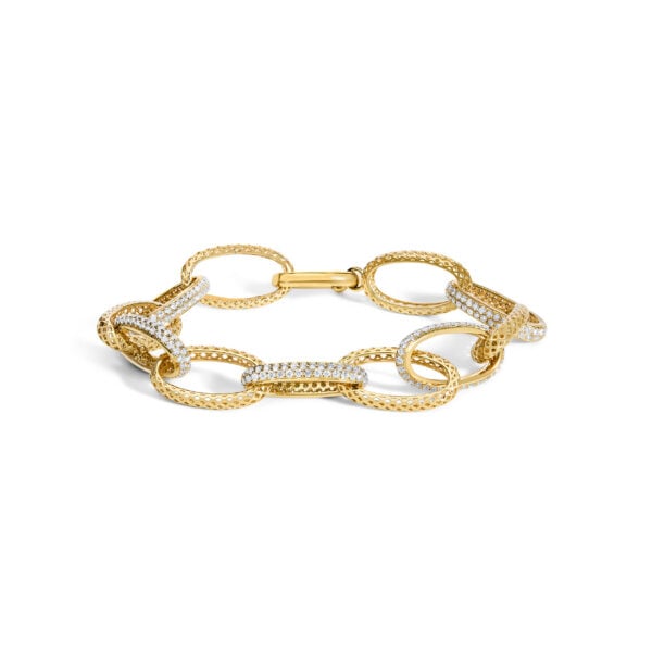 14K Yellow Gold 3.0 Cttw Diamond Pave Oval Link Bracelet