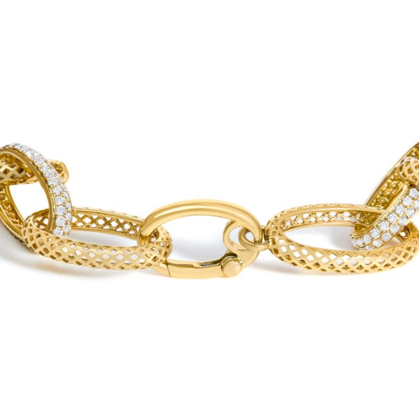 14K Yellow Gold 3.0 Cttw Diamond Pave Oval Link Bracelet - alternate view 2