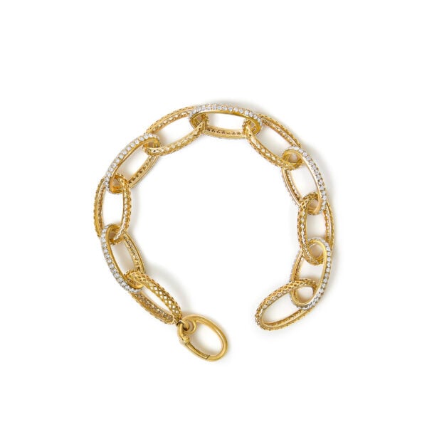 14K Yellow Gold 3.0 Cttw Diamond Pave Oval Link Bracelet - alternate view 3