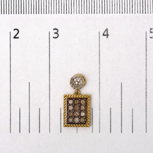 10K Yellow Gold 1.00 Cttw Champagne Diamond Checkerboard Drop Earrings - alternate view 4