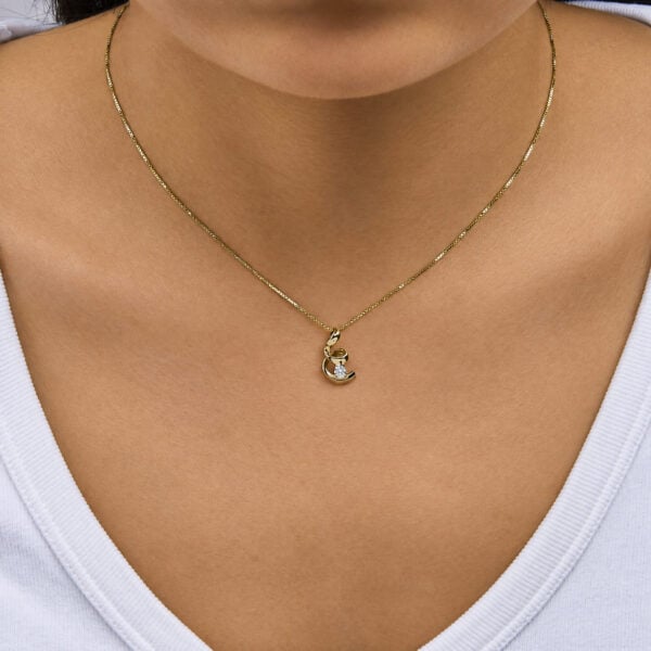 10K Yellow Gold 1/10 Cttw Round Diamond Solitaire Spiral Pendant Necklace - alternate view 5