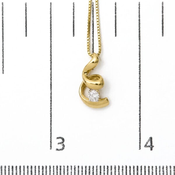 10K Yellow Gold 1/10 Cttw Round Diamond Solitaire Spiral Pendant Necklace - alternate view 4