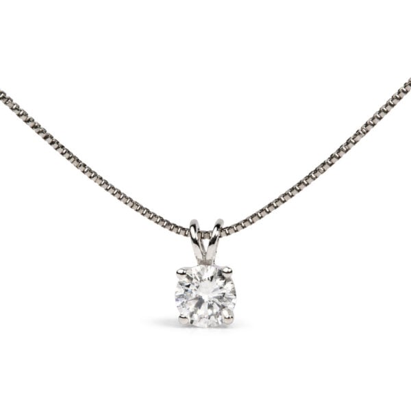10K White Gold 1/2 Cttw Lab Grown Diamond Solitaire Pendant Necklace