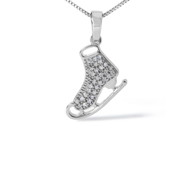 Sterling Silver 1/10 Cttw Diamond Ice Skate Charm Pendant Necklace - alternate view 2