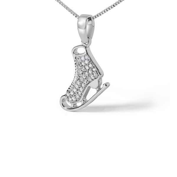 Sterling Silver 1/10 Cttw Diamond Ice Skate Charm Pendant Necklace - alternate view 3